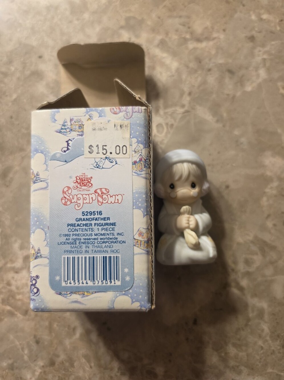 Precious Moments white and cream grandfather preacher figurine